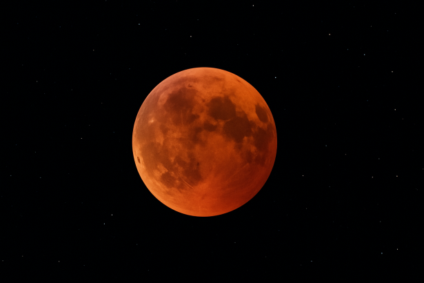 La lune sang, un spectacle rare. Image créée par l'intelligence artificielle.